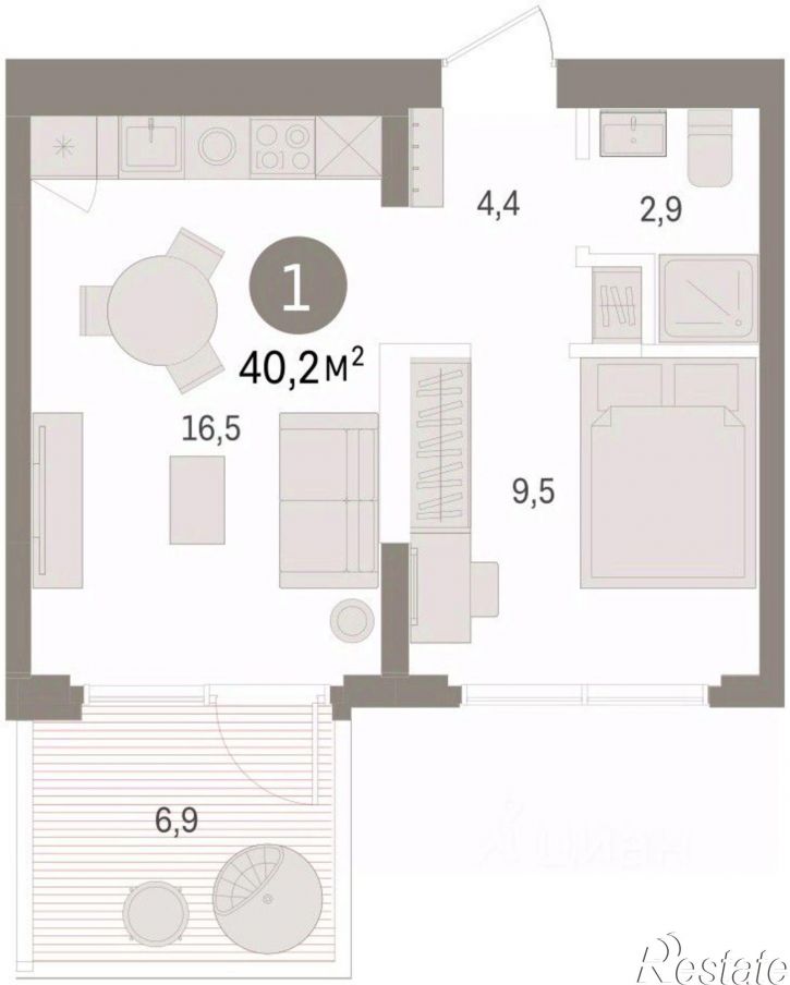 1-комн квартира в новом доме Мысовская улица, 26 к3,  д. 26 к3