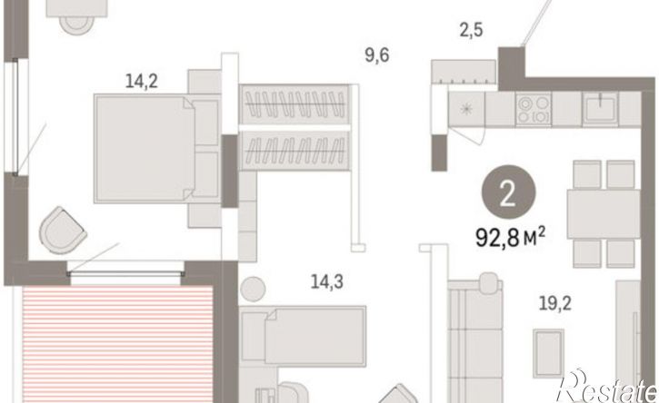 2-комн квартира в новом доме Мысовская улица, 26 к3,  д. 26 к3