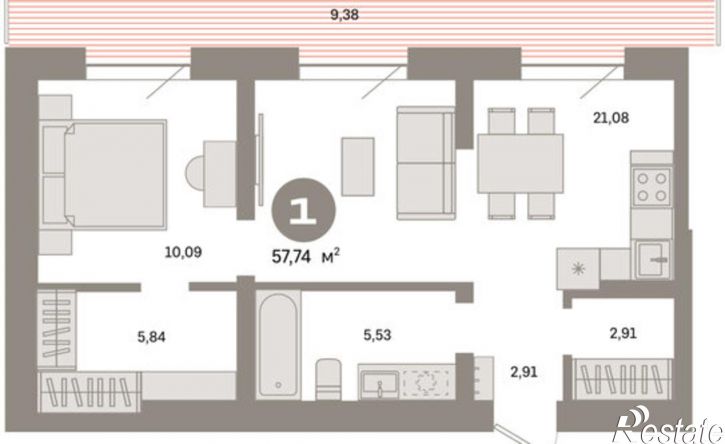 2-комн квартира Причальная улица, 8,  д. 8