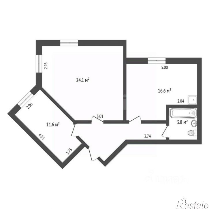 2-комн квартира Заречный проезд, 6 к2,  д. 6 к2