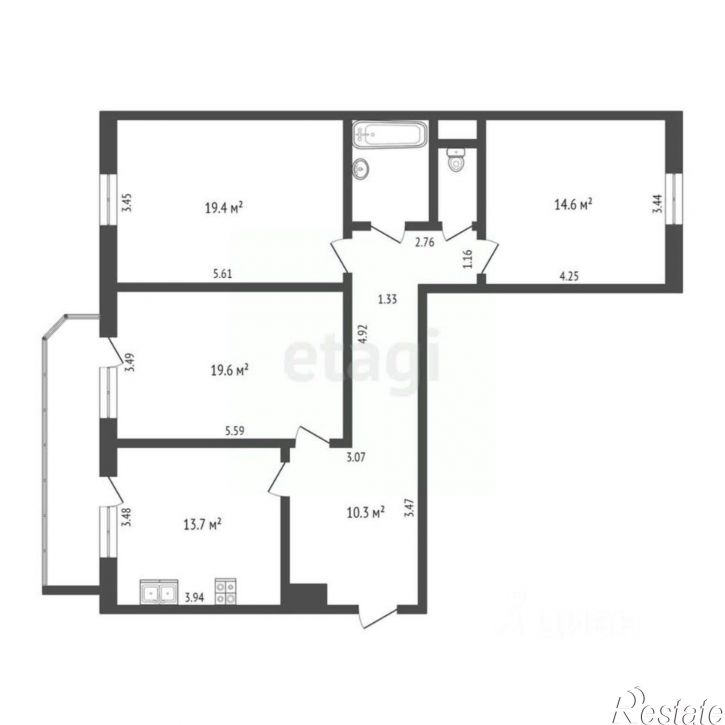 3-комн квартира Ставропольская улица, 1 к2,  д. 1 к2