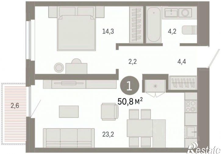 1-комн квартира в новом доме Мысовская улица, 26 к2,  д. 26 к2