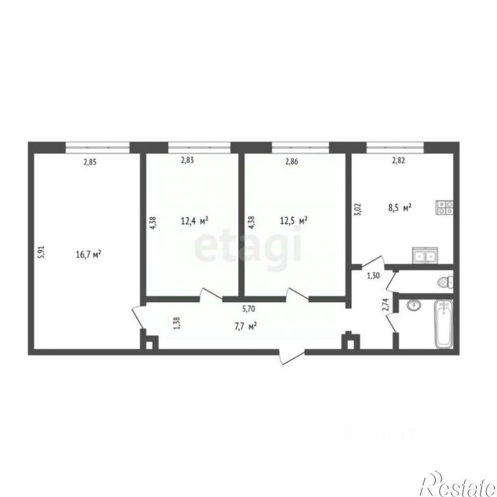 3-комн квартира улица Чекистов, 33,  д. 33