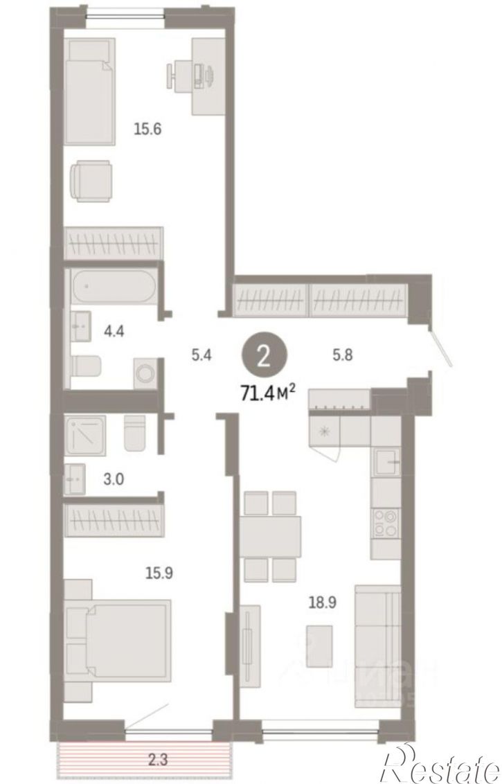 3-комн квартира в новом доме Томская улица, 52 к5,  д. 52 к5