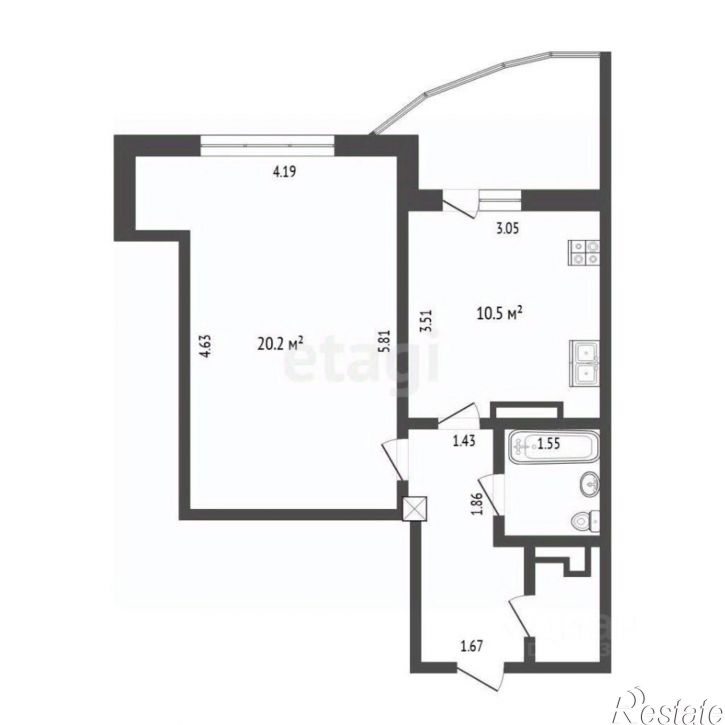 1-комн квартира улица Станислава Карнацевича, 3,  д. 3