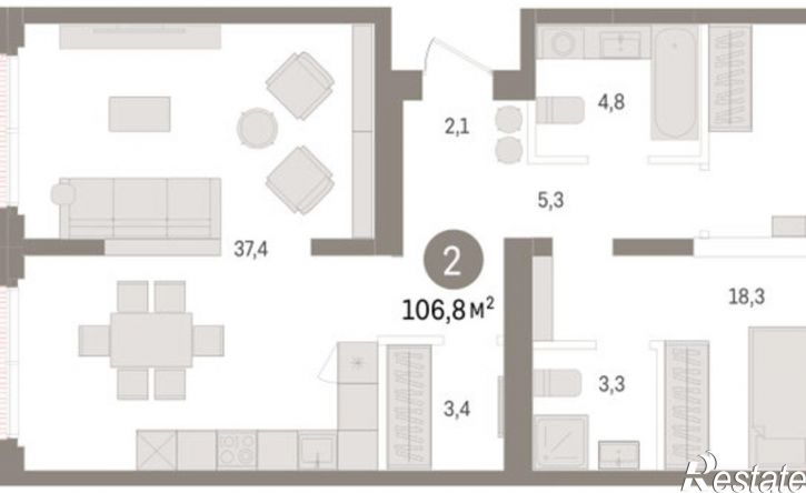 2-комн квартира в новом доме Мысовская улица, 26 к3,  д. 26 к3
