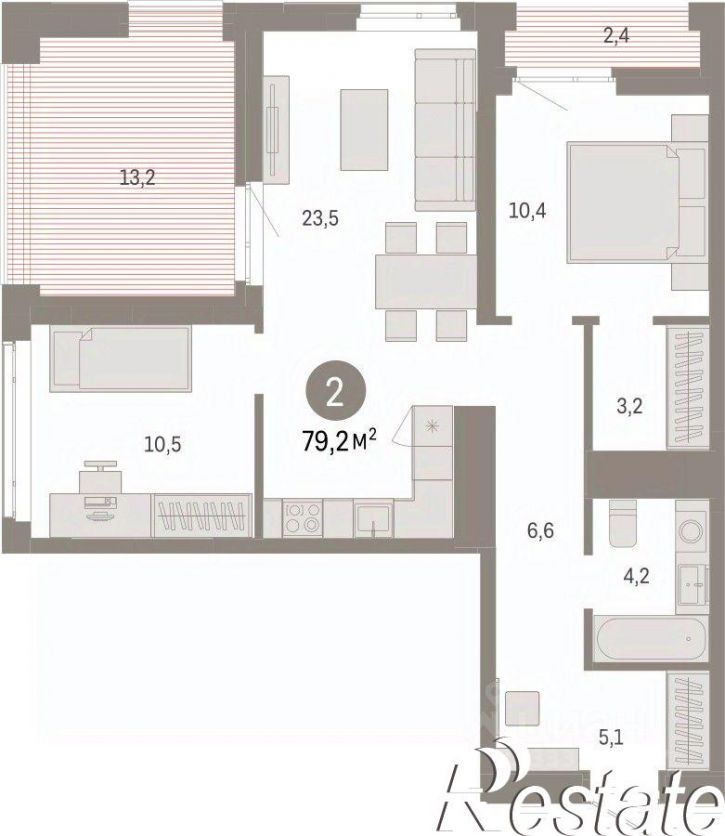2-комн квартира в новом доме улица Республики, 205 к3,  д. 205 к3