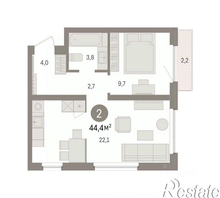 1-комн квартира в новом доме Мысовская улица, 26 к3,  д. 26 к3