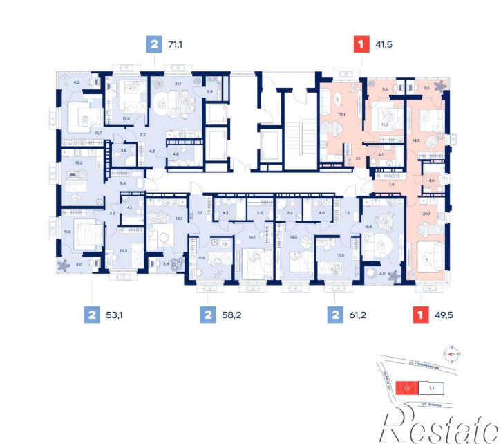 2-комн квартира в новом доме Пышминская улица, 216А,  д. 216А