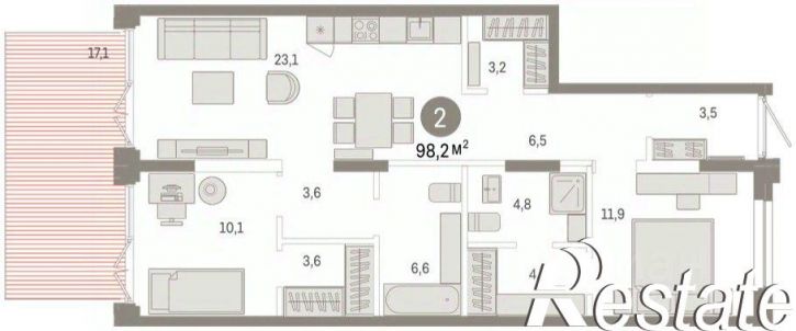 3-комн квартира в новом доме улица Республики, 205 к2,  д. 205 к2