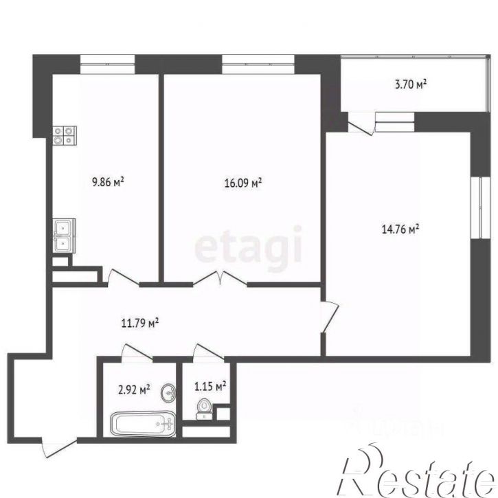 2-комн квартира улица Дмитрия Менделеева, 2 к1,  д. 2 к1