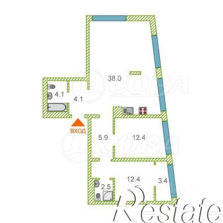 3-комн квартира Профсоюзная улица, 6 к1,  д. 6 к1
