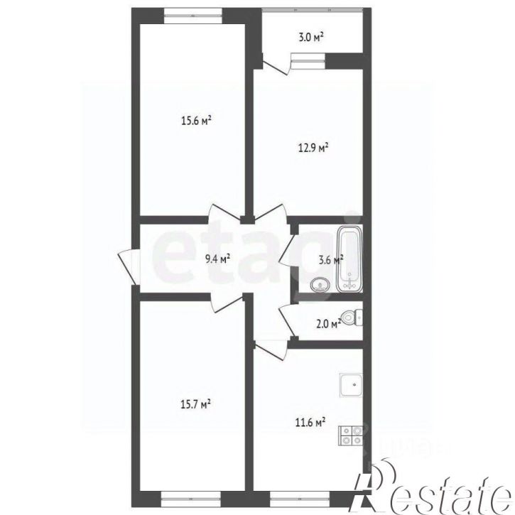 3-комн квартира улица Новосёлов, 107,  д. 107