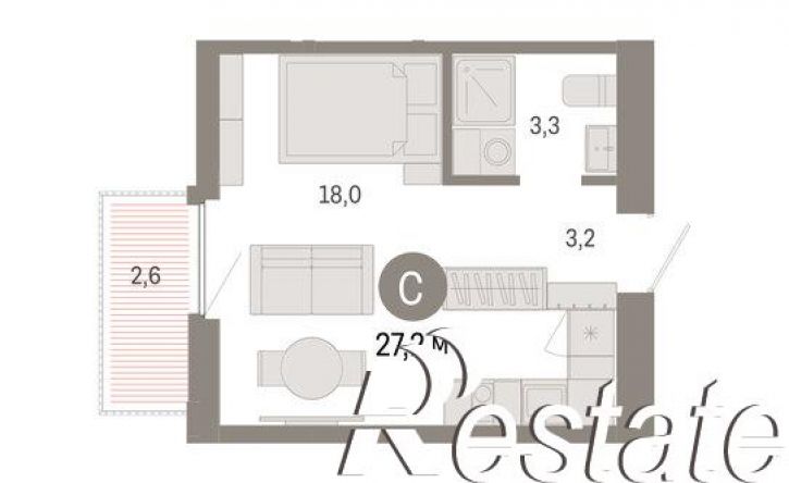 1-комн квартира в новом доме Мысовская улица, 26 к2,  д. 26 к2