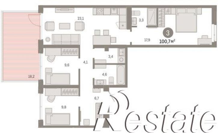 3-комн квартира в новом доме улица Республики, 205 к3,  д. 205 к3