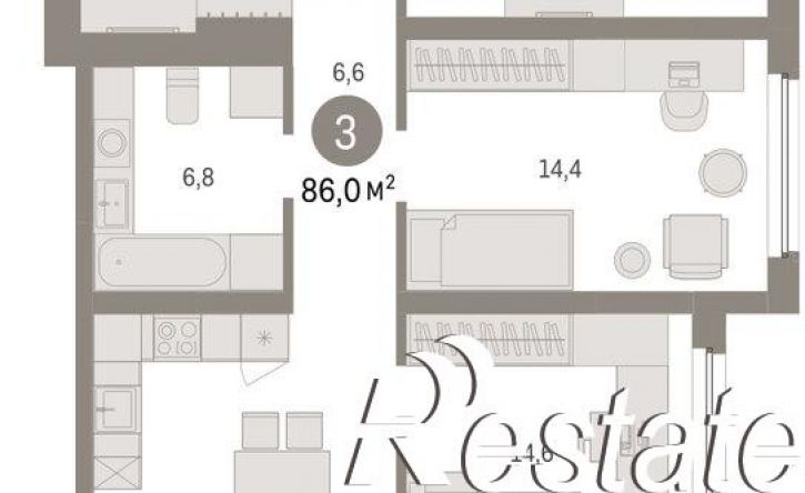 3-комн квартира в новом доме Мысовская улица, 26 к3,  д. 26 к3