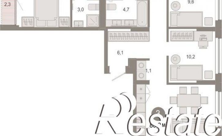3-комн квартира в новом доме Томская улица, 52 к5,  д. 52 к5