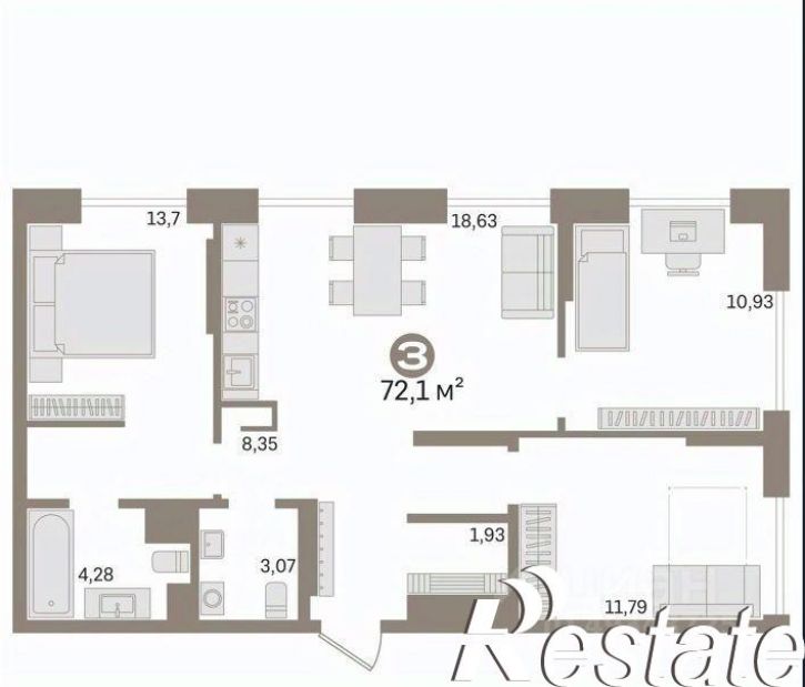 3-комн квартира Береговая улица, 30,  д. 30
