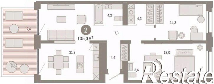 3-комн квартира в новом доме Мысовская улица, 26 к2,  д. 26 к2