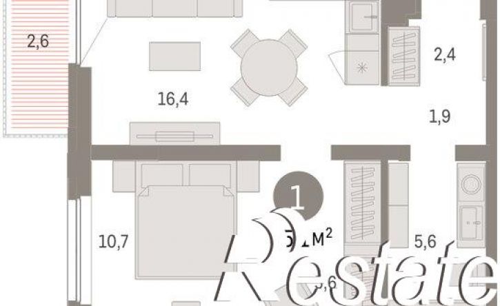 2-комн квартира в новом доме Мысовская улица, 26 к2,  д. 26 к2