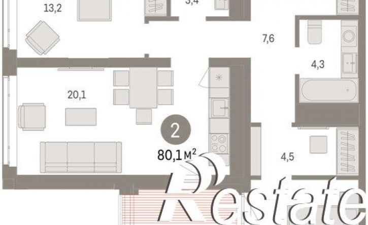 3-комн квартира в новом доме улица Республики, 205 к3,  д. 205 к3