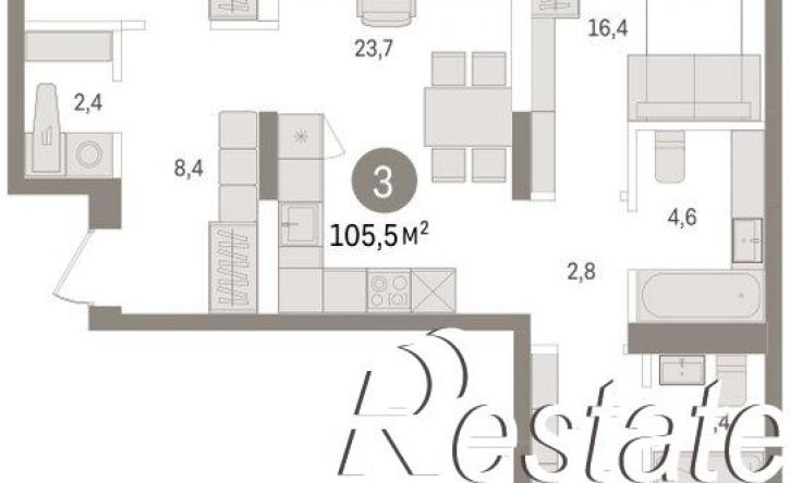 3-комн квартира в новом доме Мысовская улица, 26 к3,  д. 26 к3