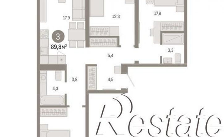 3-комн квартира в новом доме Мысовская улица, 26 к2,  д. 26 к2