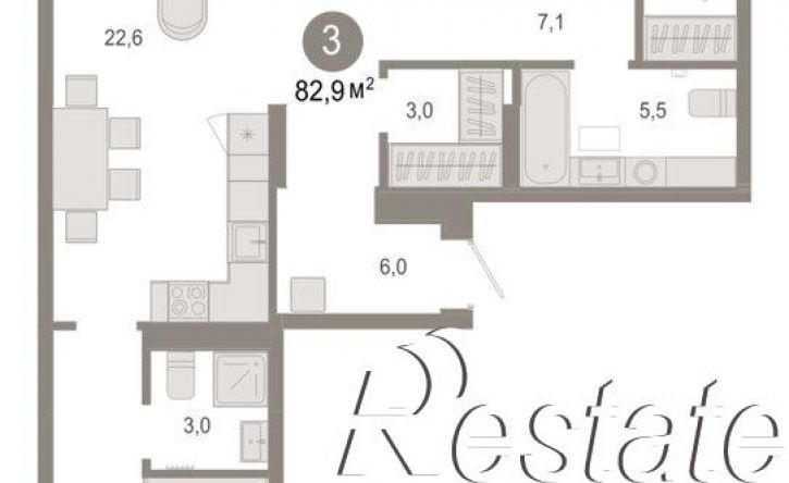 3-комн квартира в новом доме Томская улица, 52 к5,  д. 52 к5