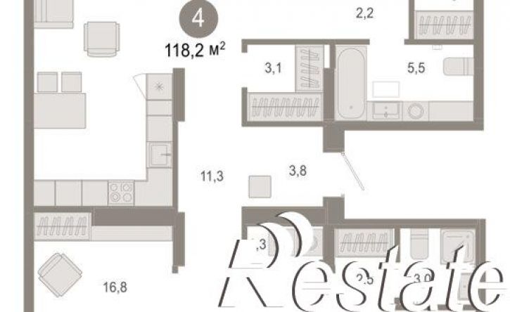 4-комн квартира в новом доме Томская улица, 52 к5,  д. 52 к5