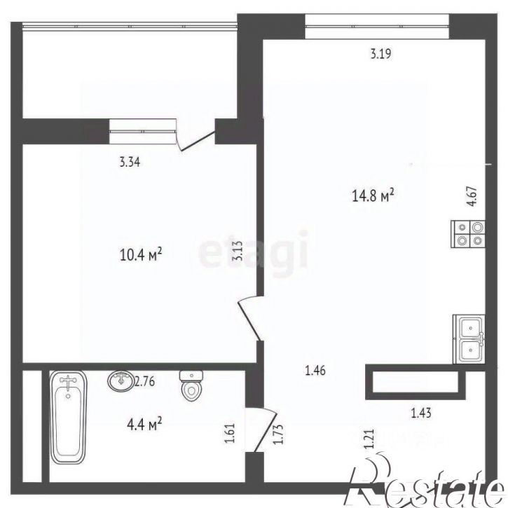 1-комн квартира улица Лермонтова, 6,  д. 6