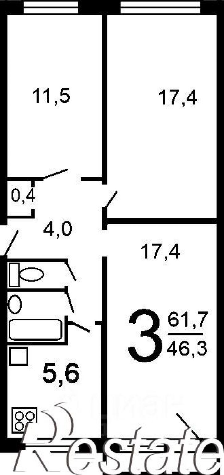 3-комн квартира улица Самарцева, 34,  д. 34