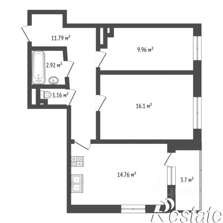 2-комн квартира улица Дмитрия Менделеева, 2 к1,  д. 2 к1