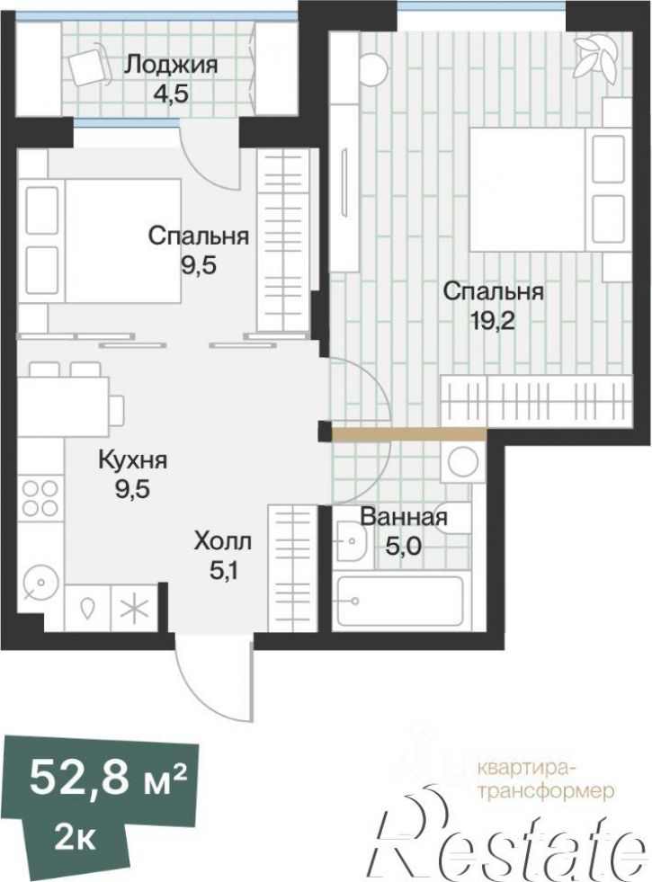 1-комн квартира в новом доме улица Игоря Комиссарова, 23,  д. 23