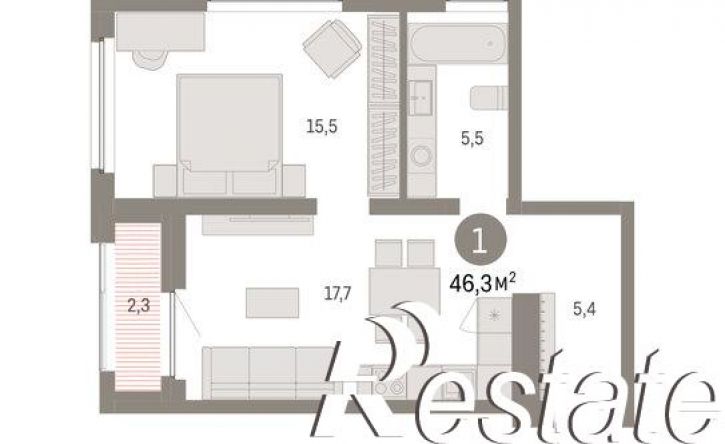 2-комн квартира в новом доме Мысовская улица, 26 к3,  д. 26 к3