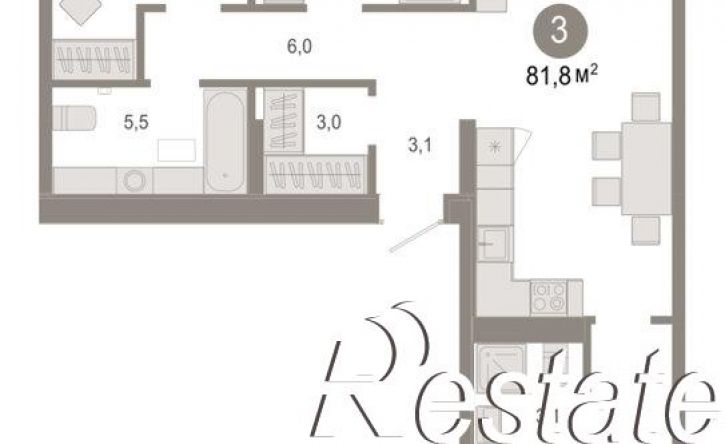 3-комн квартира в новом доме Томская улица, 52 к5,  д. 52 к5