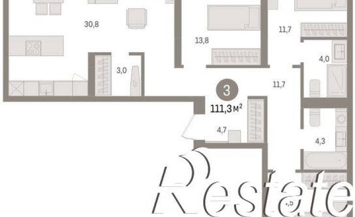 3-комн квартира в новом доме Мысовская улица, 26 к3,  д. 26 к3