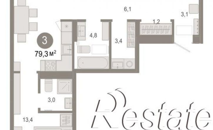 3-комн квартира в новом доме Томская улица, 52 к5,  д. 52 к5