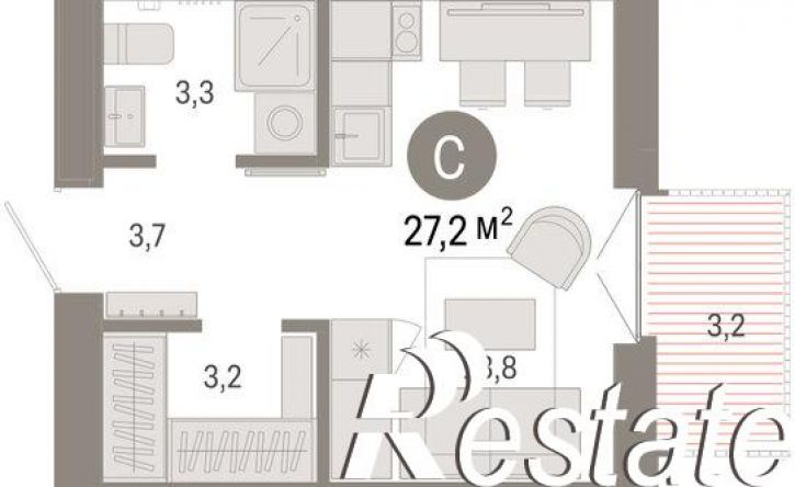 1-комн квартира улица Республики, 205 к2,  д. 205 к2