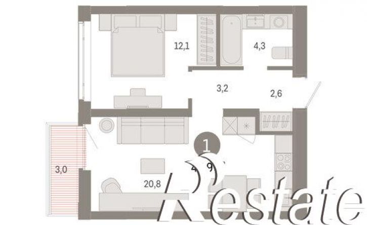 2-комн квартира в новом доме улица Республики, 205 к3,  д. 205 к3