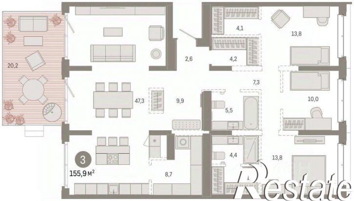 3-комн квартира в новом доме Минская улица, 92 к2,  д. 92 к2