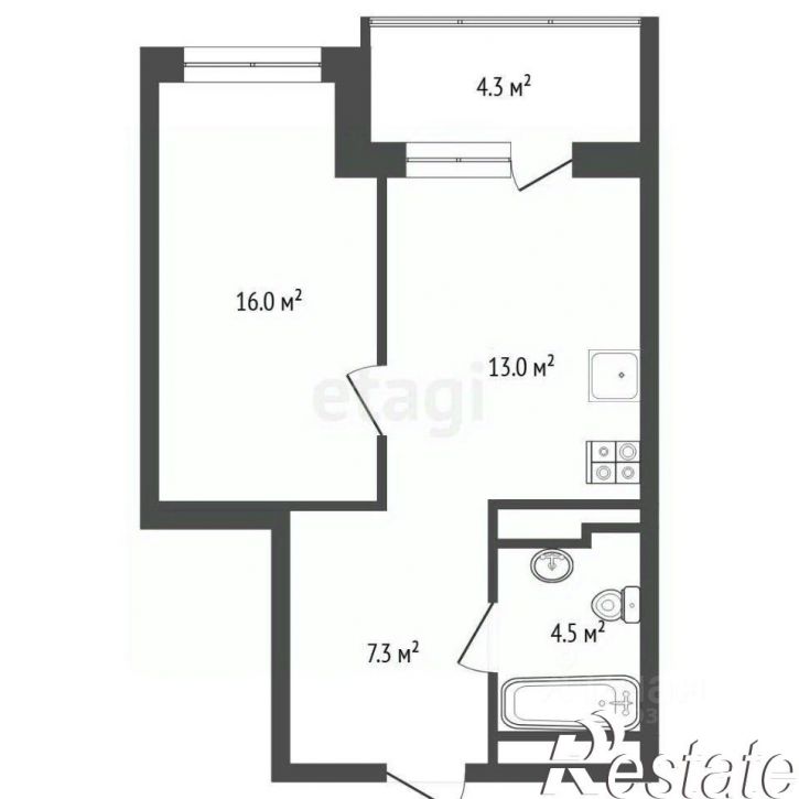 1-комн квартира улица Республики, 204 к20,  д. 204 к20