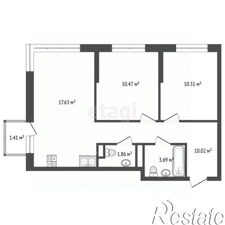 2-комн квартира улица Новосёлов, 103 к1,  д. 103 к1