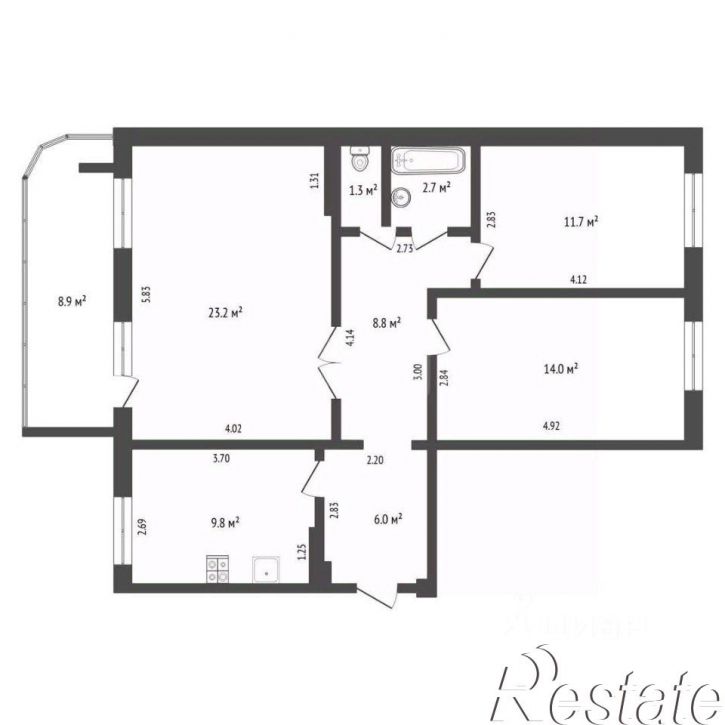 3-комн квартира улица Чернышевского, 2А к11,  д. 2А к11