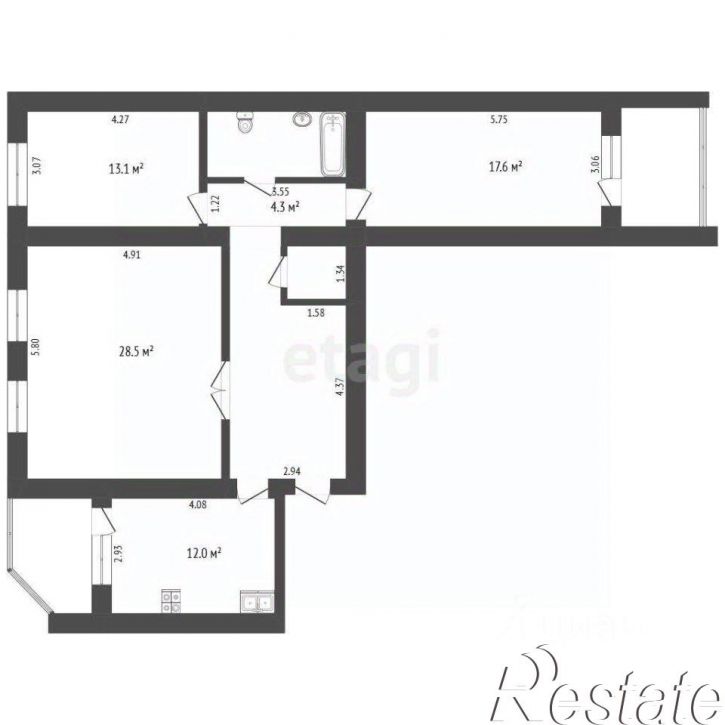 3-комн квартира Депутатская улица, 80,  д. 80
