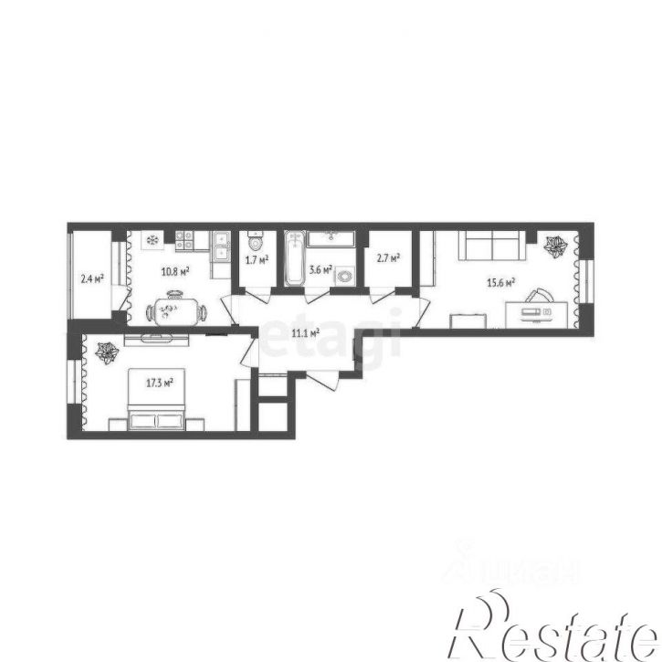 2-комн квартира улица Ветеранов Труда, 9А к1,  д. 9А к1