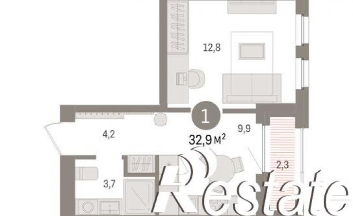 2-комн квартира в новом доме Мысовская улица, 26 к3,  д. 26 к3