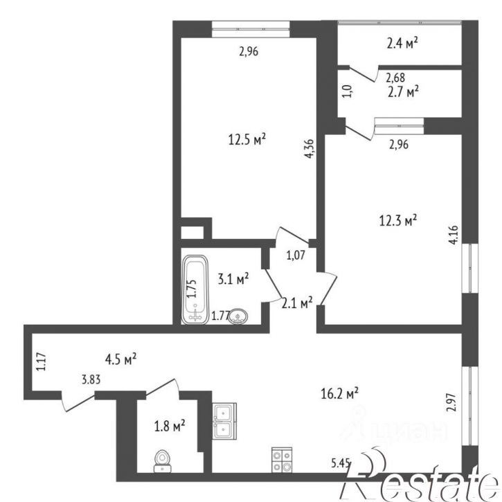 2-комн квартира улица Анатолия Клиндюка, 4 к2,  д. 4 к2