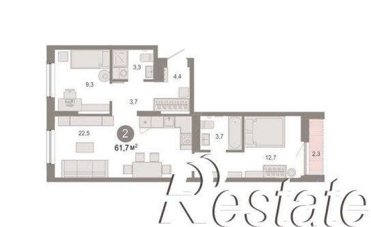 3-комн квартира в новом доме Томская улица, 52 к5,  д. 52 к5
