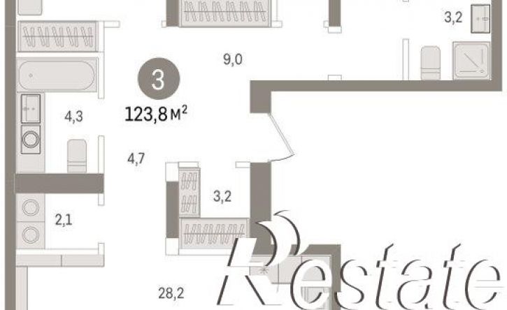 3-комн квартира в новом доме Мысовская улица, 26 к3,  д. 26 к3