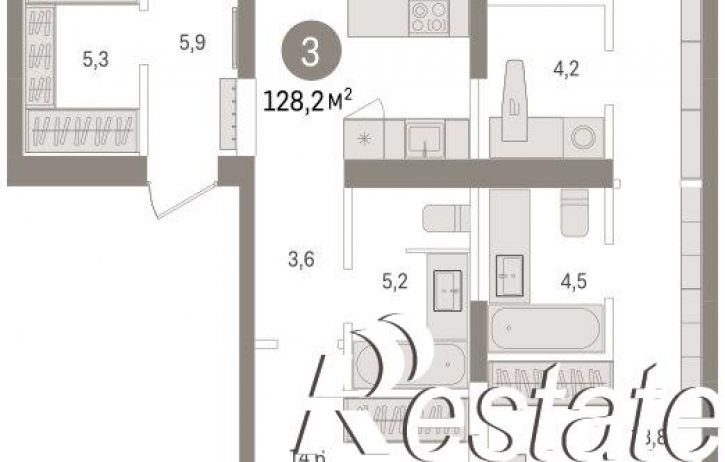 3-комн квартира в новом доме Мысовская улица, 26 к3,  д. 26 к3